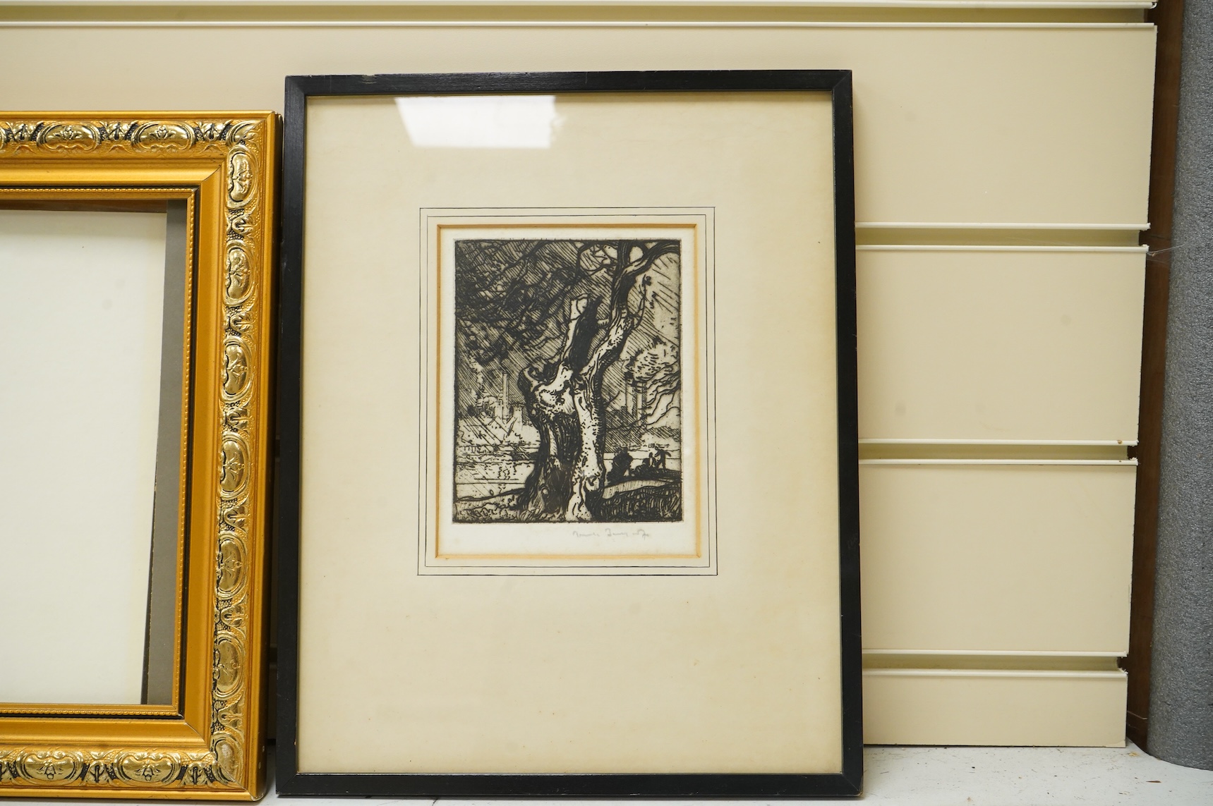 Frank Brangwyn RA RWS RBA (Welsh, 1867-1956), Landscapes, one signed in pencil, one unsigned, two etchings, largest 15 x 11cm